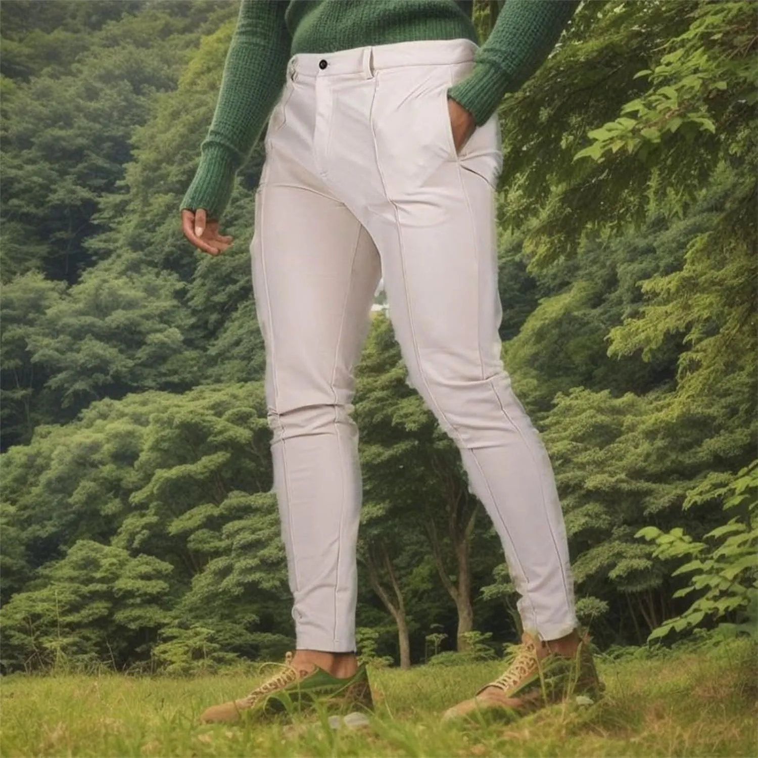Mens Slim Fit Casual Pants with Pockets Skinny Stretch Tapered Chino Pant Straight Leg Business Dress Trousers for Men