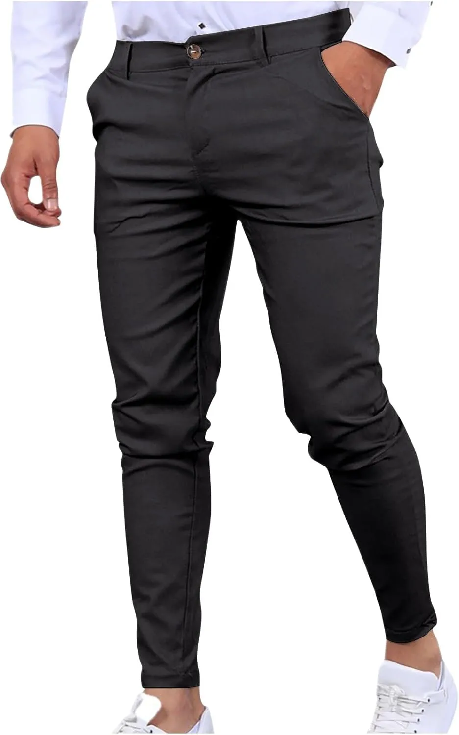 Mens Slim Fit Dress Pants Lightweight Casual Business Office Work Skinny Pants Comfy Flat-Front Stretch Golf Trousers