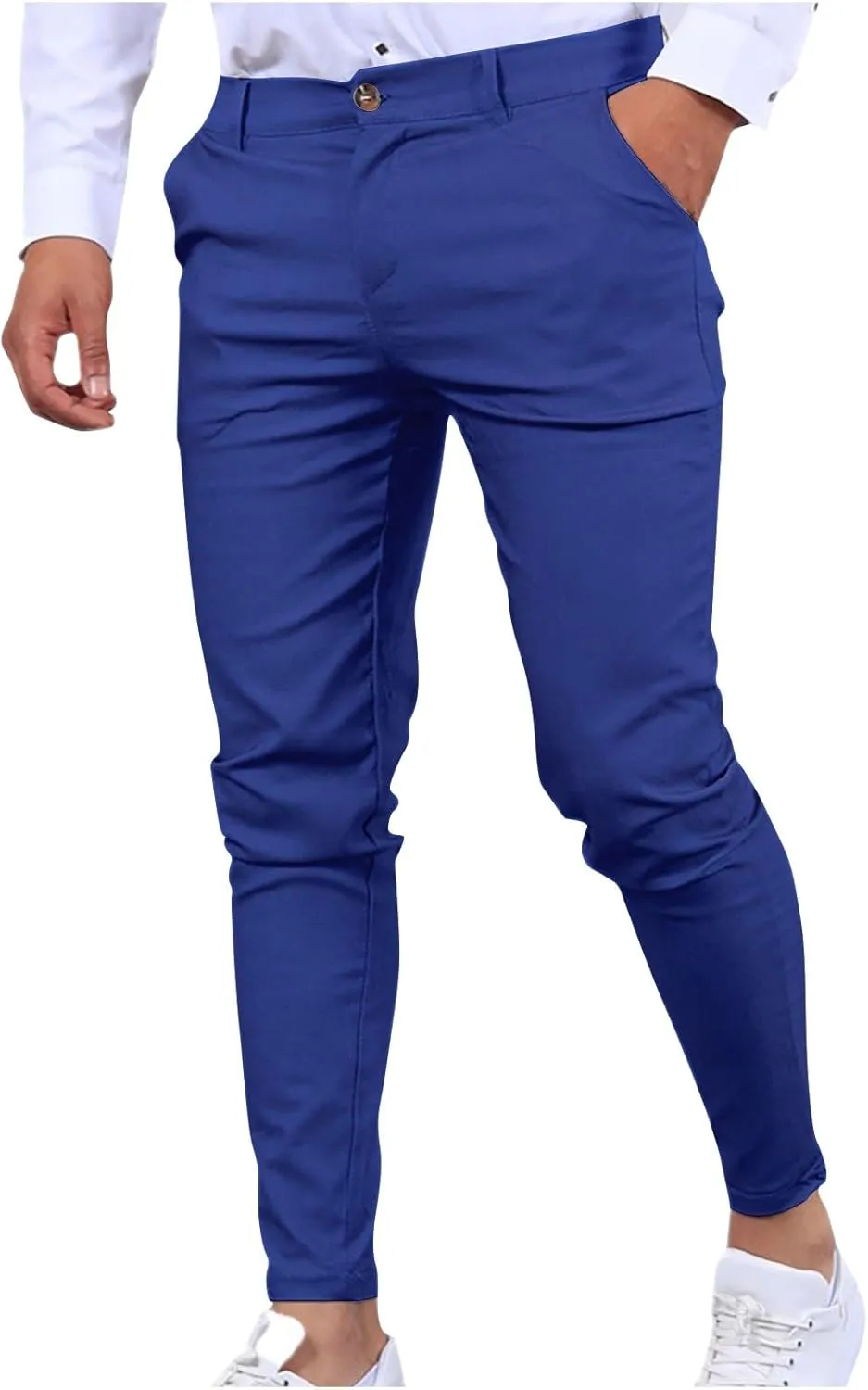 Mens Slim Fit Dress Pants Lightweight Casual Business Office Work Skinny Pants Comfy Flat-Front Stretch Golf Trousers