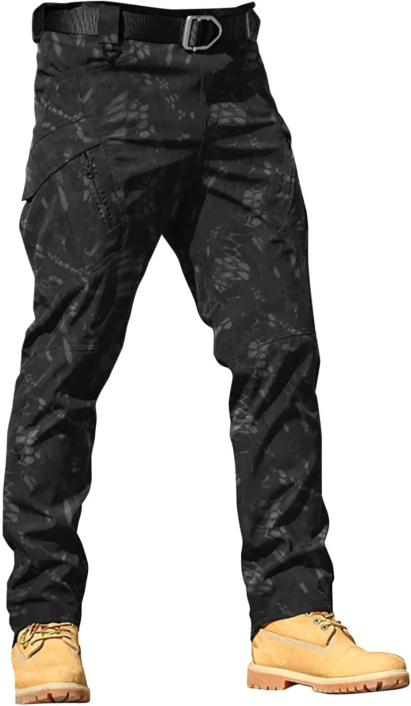 Mens Tactical Cargo Pants Mens Casual Pants Elastic Waist Restaurant Pants for Mens Lounge Sweatpants Camp Pants