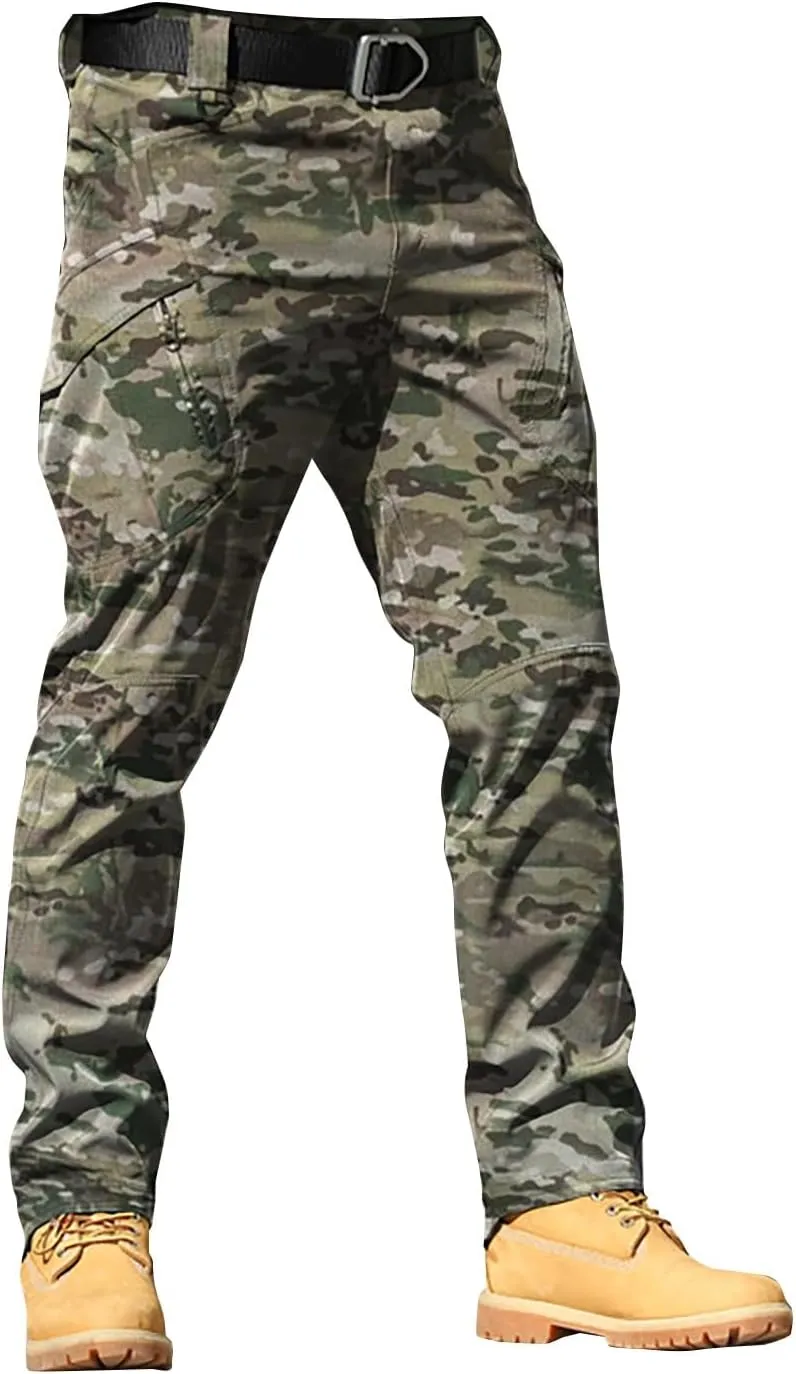 Mens Tactical Cargo Pants Mens Casual Pants Elastic Waist Restaurant Pants for Mens Lounge Sweatpants Camp Pants