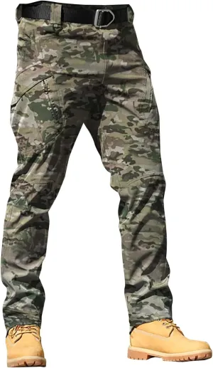 Mens Tactical Cargo Pants Mens Casual Pants Elastic Waist Restaurant Pants for Mens Lounge Sweatpants Camp Pants