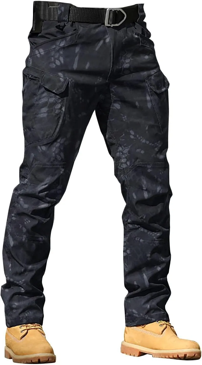 Mens Tactical Cargo Pants Mens Casual Pants Elastic Waist Restaurant Pants for Mens Lounge Sweatpants Camp Pants