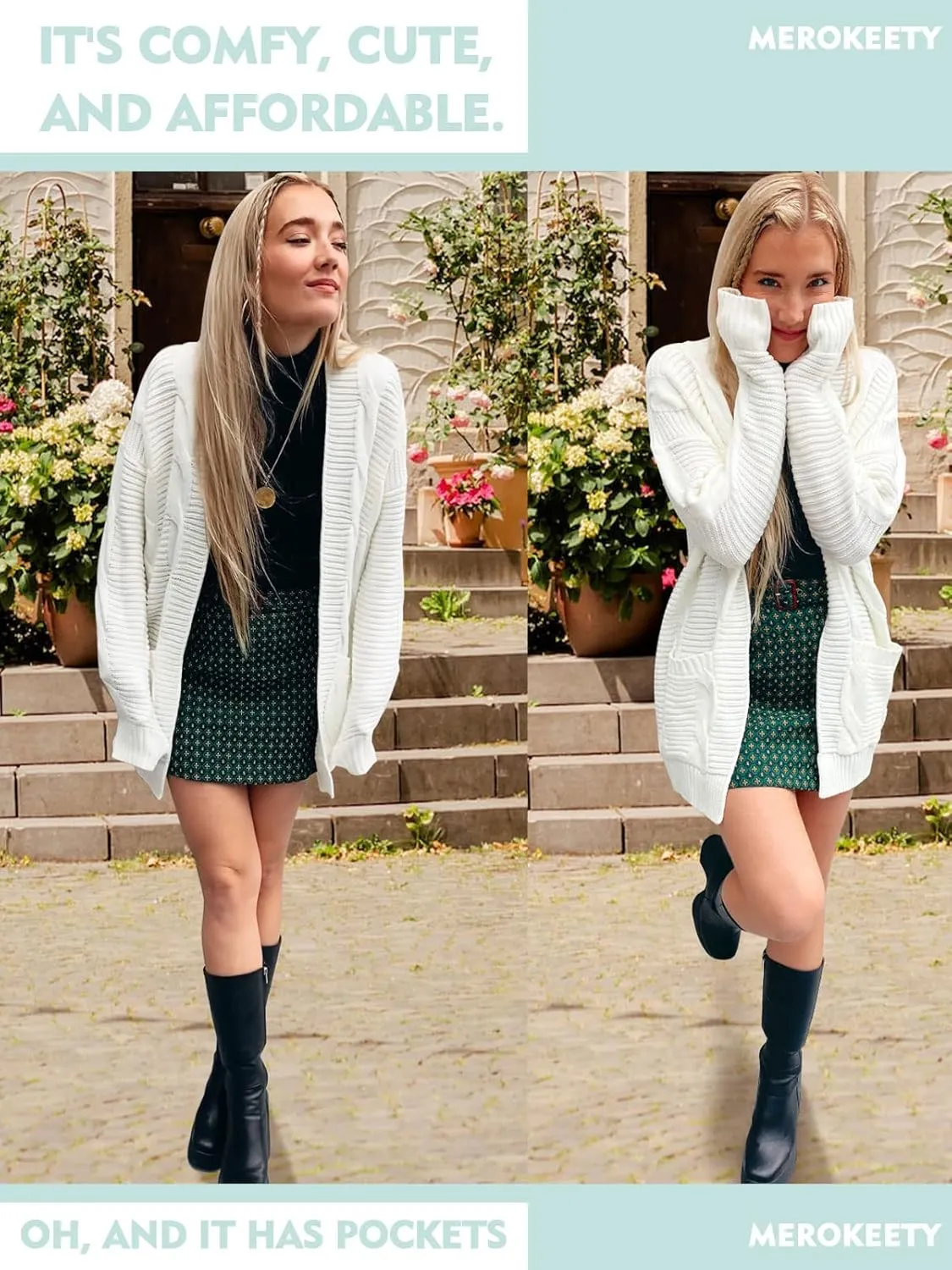 MEROKEETY Women's 2025 Long Sleeve Cable Knit Cardigan Sweaters Open Front Fall Outwear Coat