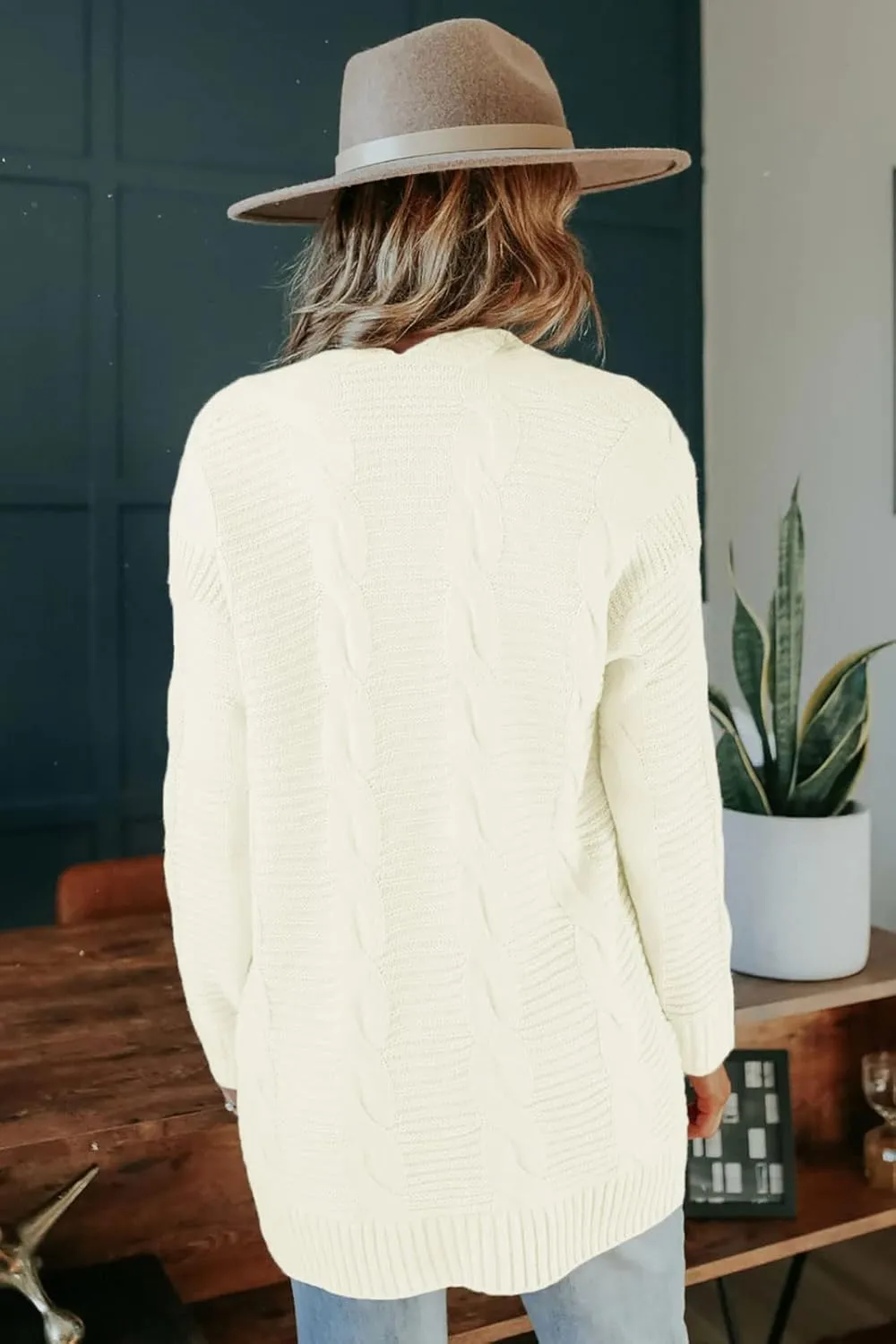 MEROKEETY Women's 2025 Long Sleeve Cable Knit Cardigan Sweaters Open Front Fall Outwear Coat