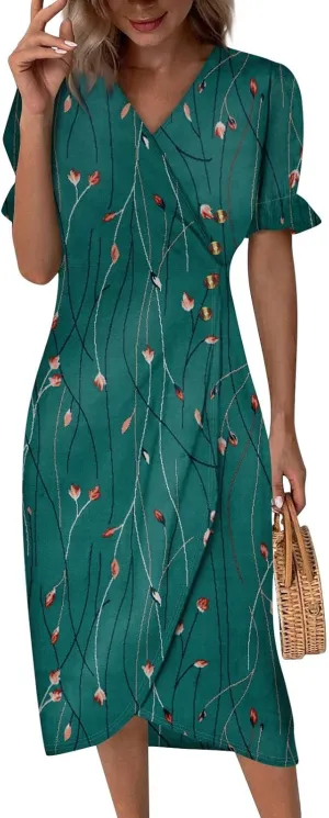 Midi Dresses for Women Dress Women Puff Sleeve Women Dresses for Special Occasions Summer Fitted