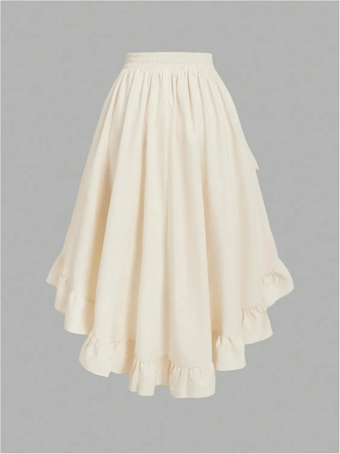 Milumia Women's Asymmetrical Ruffle Hem Skirt Elastic High Waisted High Low Long Skirts