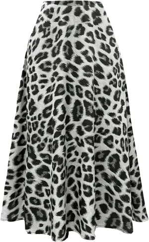 Milumia Women's Leopard Print High Waisted Skirt Ruffle Hem Bodycon Midi Skirt