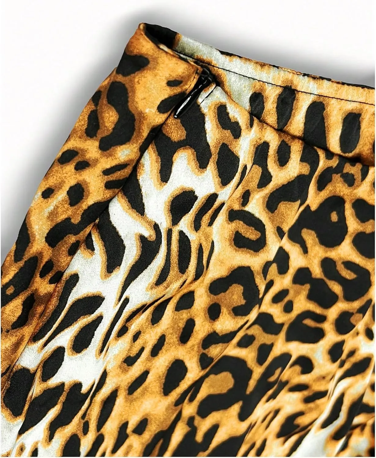 Milumia Women's Leopard Print High Waisted Skirt Ruffle Hem Bodycon Midi Skirt