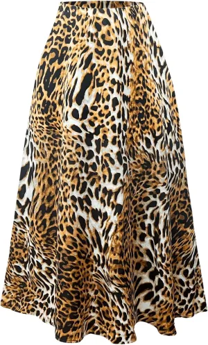 Milumia Women's Leopard Print High Waisted Skirt Ruffle Hem Bodycon Midi Skirt