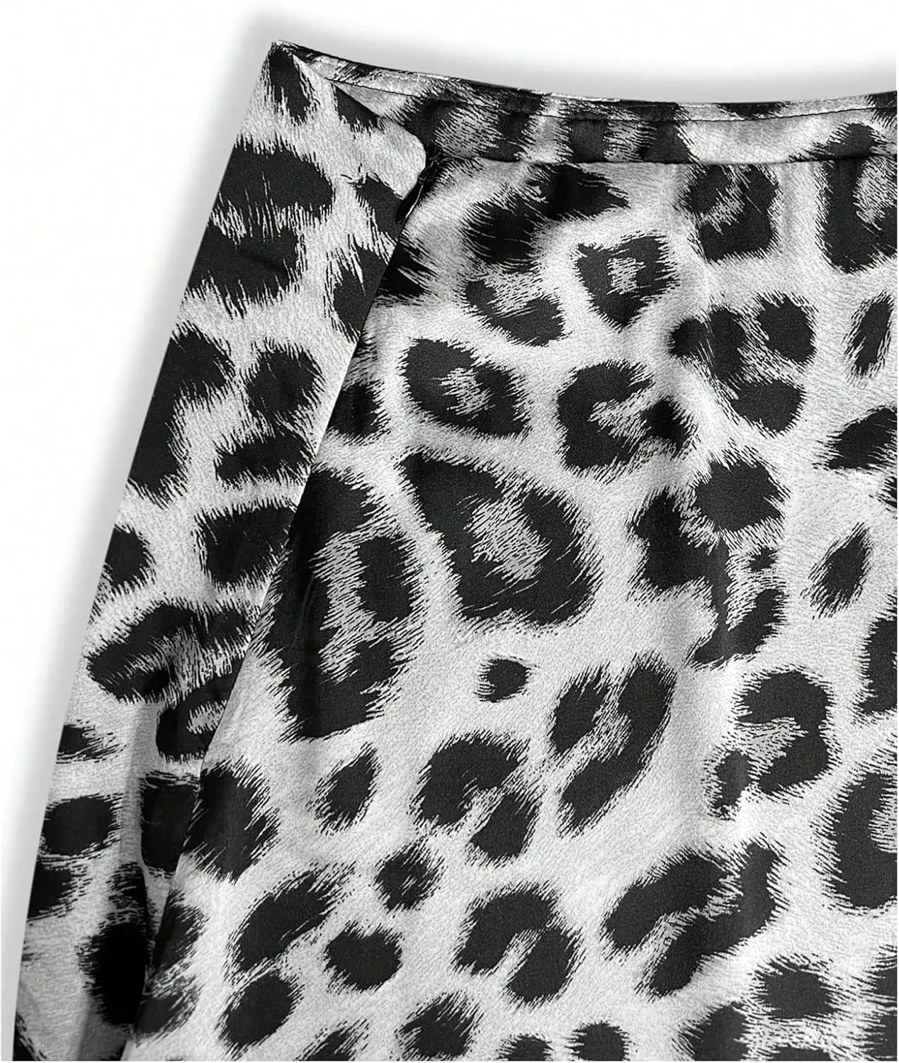 Milumia Women's Leopard Print High Waisted Skirt Ruffle Hem Bodycon Midi Skirt