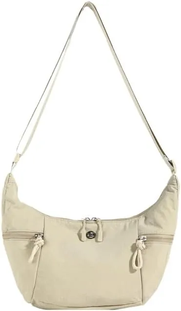 Molodo Nylon Crossbody Bag for Women Casual Soft Hobo Bag Crescent Bag Trendy Lightweight Shoulder Bag Handbag Purses