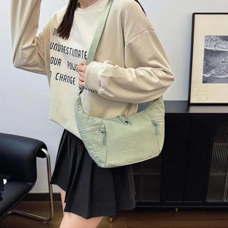 Molodo Nylon Crossbody Bag for Women Casual Soft Hobo Bag Crescent Bag Trendy Lightweight Shoulder Bag Handbag Purses