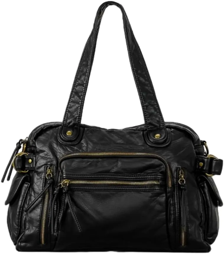 Molodo Vintage PU Leather Shoulder Bag for Women Casual Soft Satchel Bag Large Capacity Crossbody Bag Handbag Purses