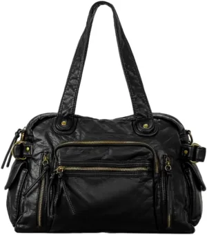 Molodo Vintage PU Leather Shoulder Bag for Women Casual Soft Satchel Bag Large Capacity Crossbody Bag Handbag Purses