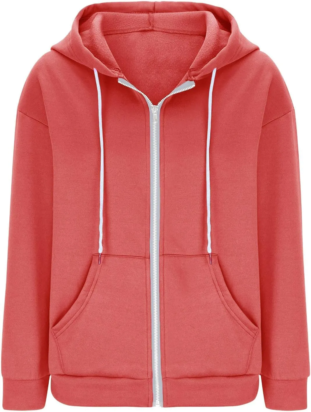 NaRHbrg Women's Full Zip Up Hoodie Long Sleeve Hooded Sweatshirts Thin Casual Hoodies Jackets Oversized Pullover with Pockets