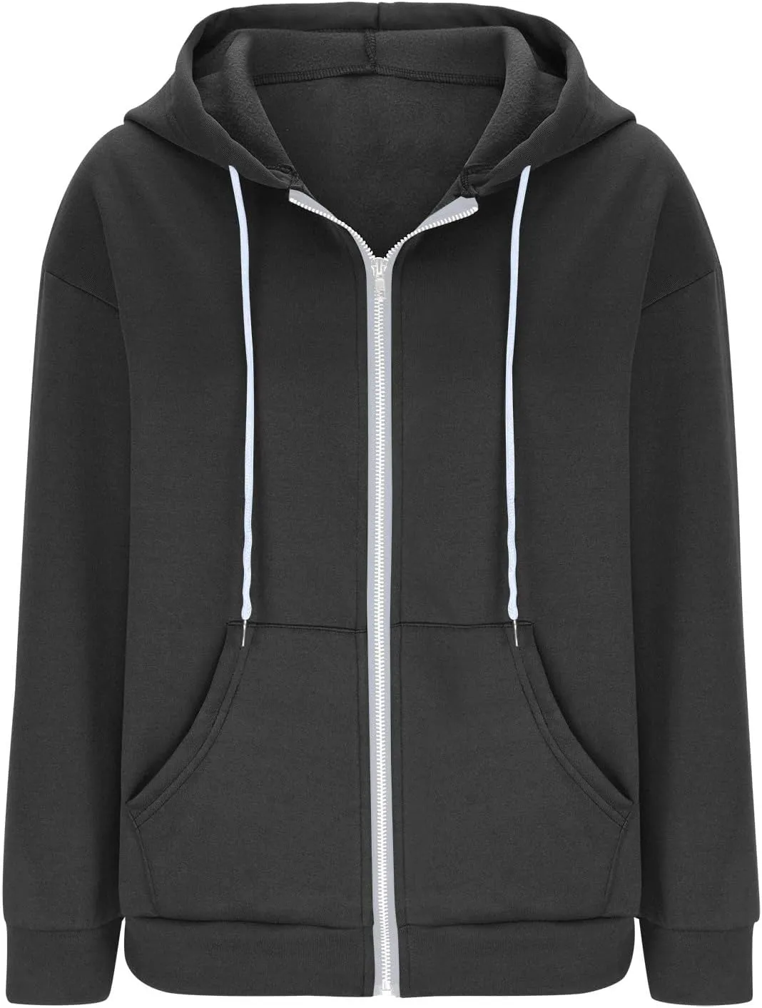 NaRHbrg Women's Full Zip Up Hoodie Long Sleeve Hooded Sweatshirts Thin Casual Hoodies Jackets Oversized Pullover with Pockets
