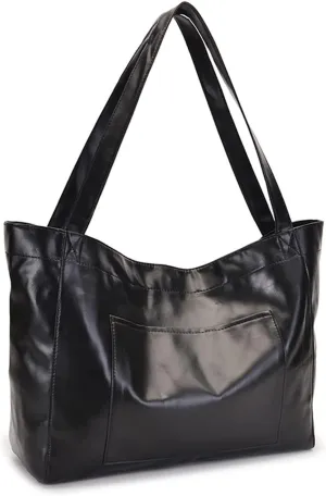 NICOLE & DORIS Large Shoulder Tote for Women - Casual Soft Leather PU Shopping Handbag - Travel Work Hobo Bag