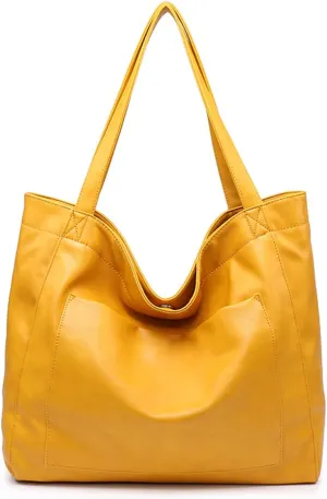 NICOLE & DORIS Large Shoulder Tote for Women - Casual Soft Leather PU Shopping Handbag - Travel Work Hobo Bag