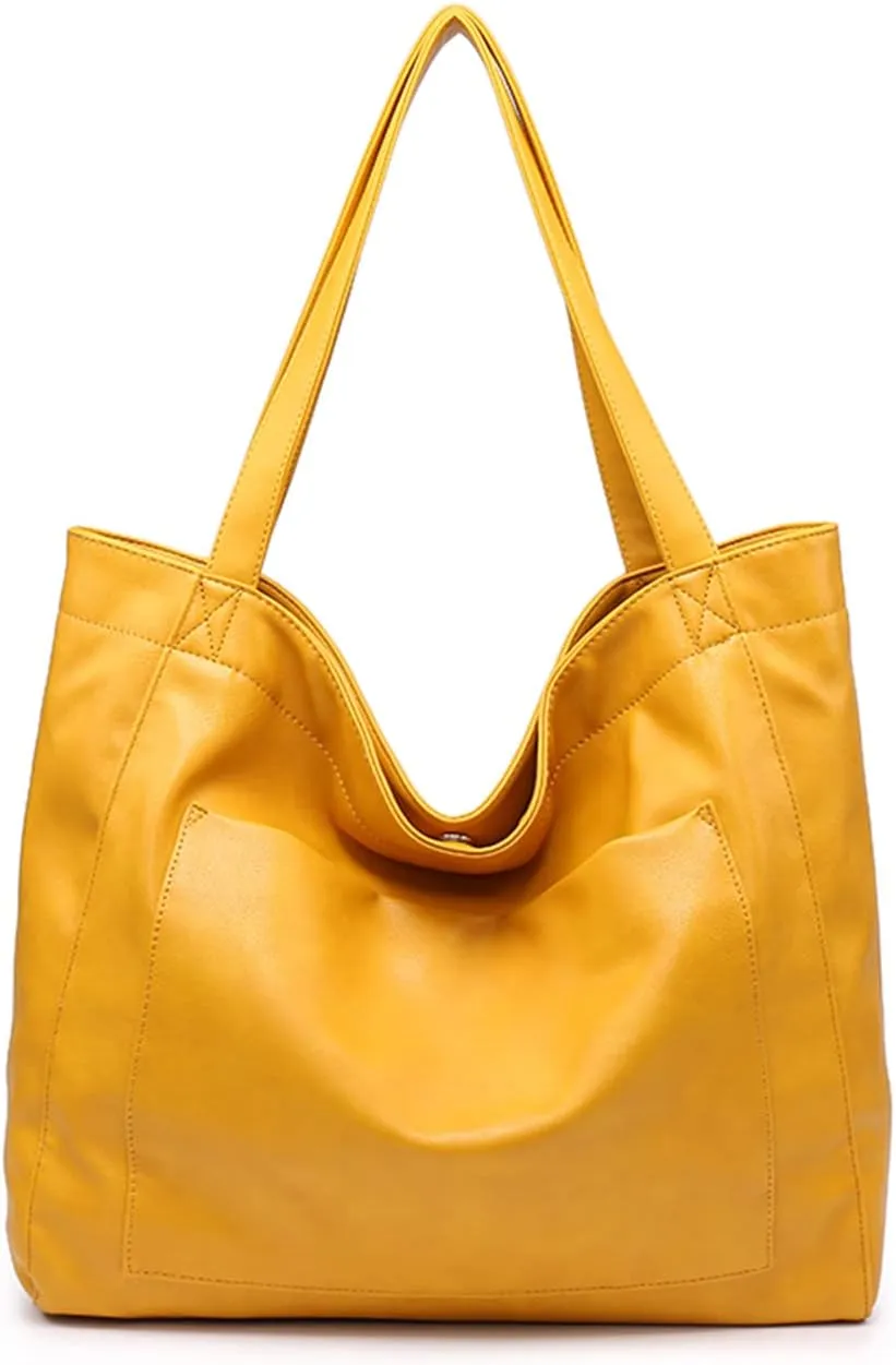 NICOLE & DORIS Large Shoulder Tote for Women - Casual Soft Leather PU Shopping Handbag - Travel Work Hobo Bag