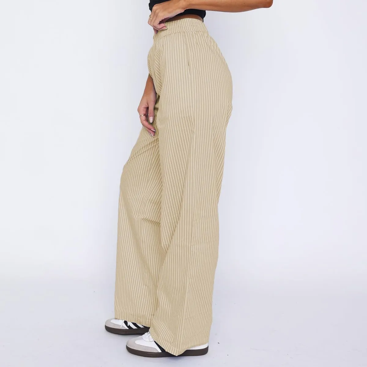 NUFIWI Women Y2k Lounge Pants High Waist Striped Printed Wide Leg Pants Summer Casual Going Out Pants with Pocket