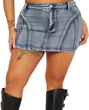 OCUH Plus Size Skirt Jean Skirt Mini Skirt High Waisted Skirt A-line Skirt Spicy Fashion Hotsweet Casual Wrap Skirt