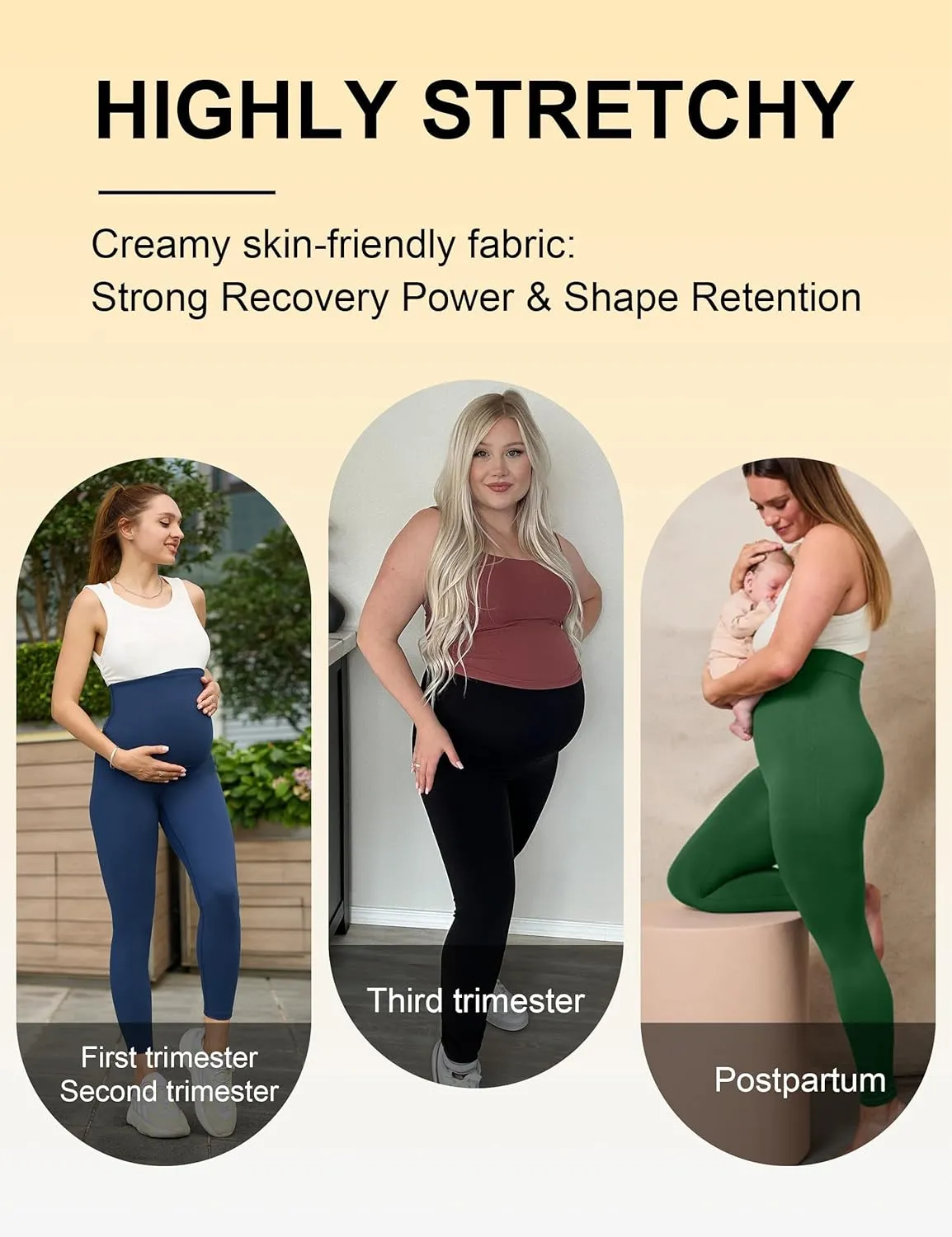 Olmlmt Womens Maternity Workout Leggings Over The Belly Buttery Soft Active Yoga Pregnancy Pants