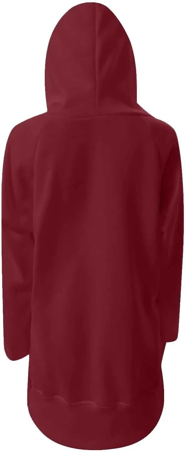 Oversized Hoodie Dress for Women Casual Warm Drawstring Long Sweatshirt with Pocket Fashion Split Hem Long Sleeve Hoodies