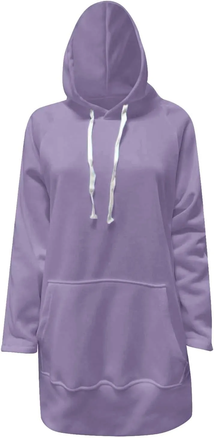 Oversized Hoodie Dress for Women Casual Warm Drawstring Long Sweatshirt with Pocket Fashion Split Hem Long Sleeve Hoodies