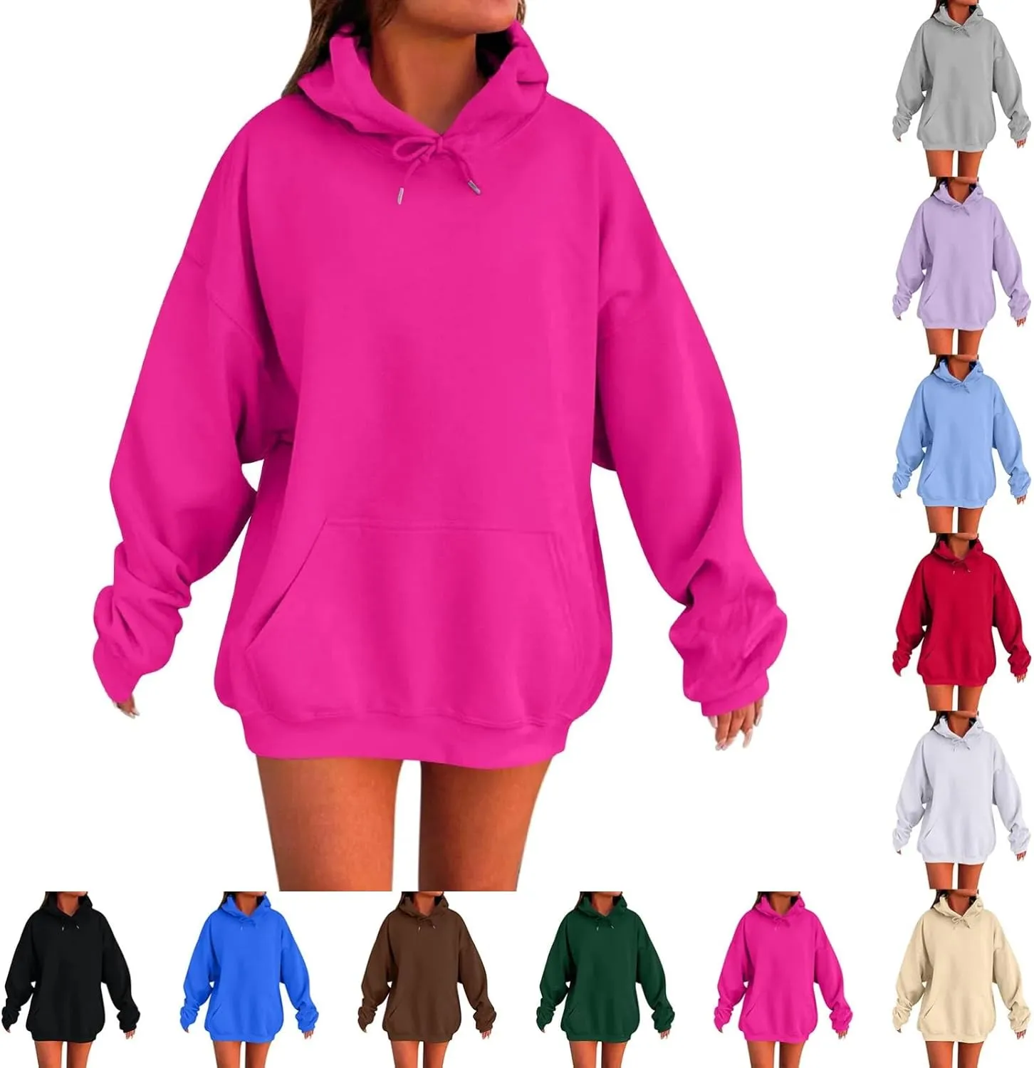 Oversized Hoodies for Women Drop Shoulder Fleece Sweatshirts Plus Size Pullover Tops 2024 Fashion Preppy Clothes