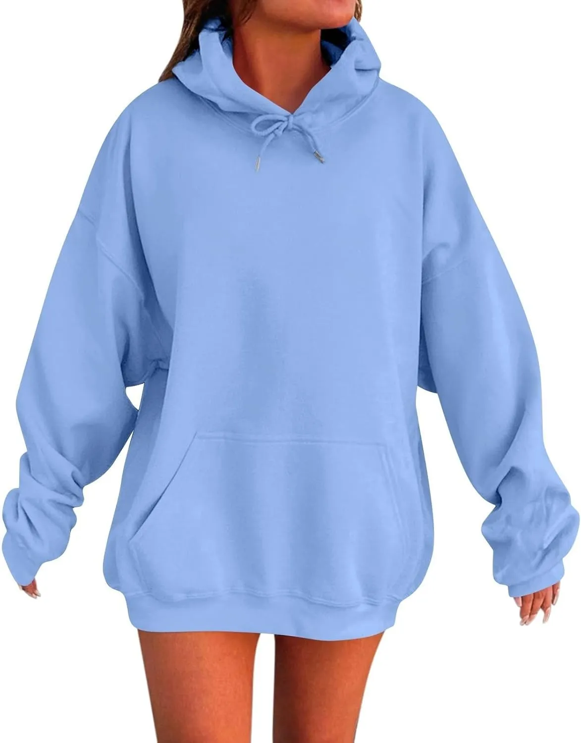 Oversized Hoodies for Women Drop Shoulder Fleece Sweatshirts Plus Size Pullover Tops 2024 Fashion Preppy Clothes