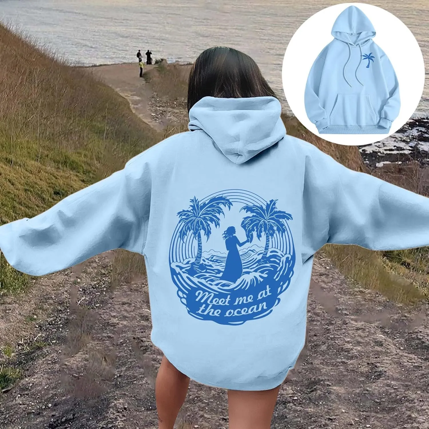 Pink Pom Puff Oversized Hoodies for Women, Teen Girls Preppy Sweatshirt Long Sleeve Y2K Graphic Tees with Pockets