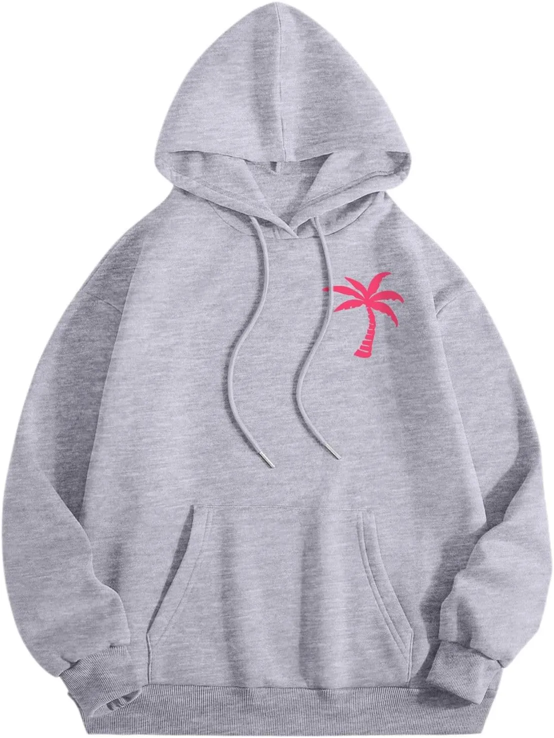 Pink Pom Puff Oversized Hoodies for Women, Teen Girls Preppy Sweatshirt Long Sleeve Y2K Graphic Tees with Pockets