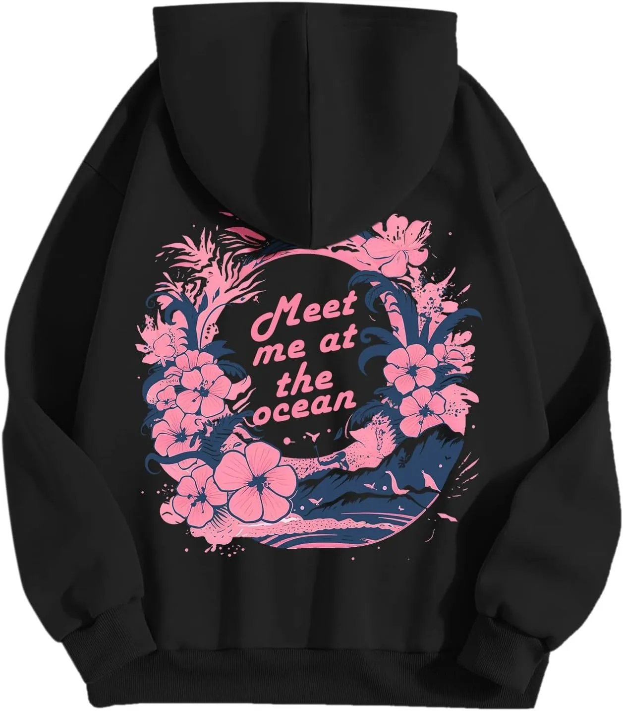 Pink Pom Puff Oversized Hoodies for Women, Teen Girls Preppy Sweatshirt Long Sleeve Y2K Graphic Tees with Pockets