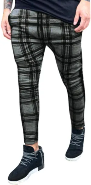 Plaid Panst for Men Fashion Stretch Dress Pants Slim Fit Pants Skinny Pants Stretch Slim Fit Business Tapered Pants