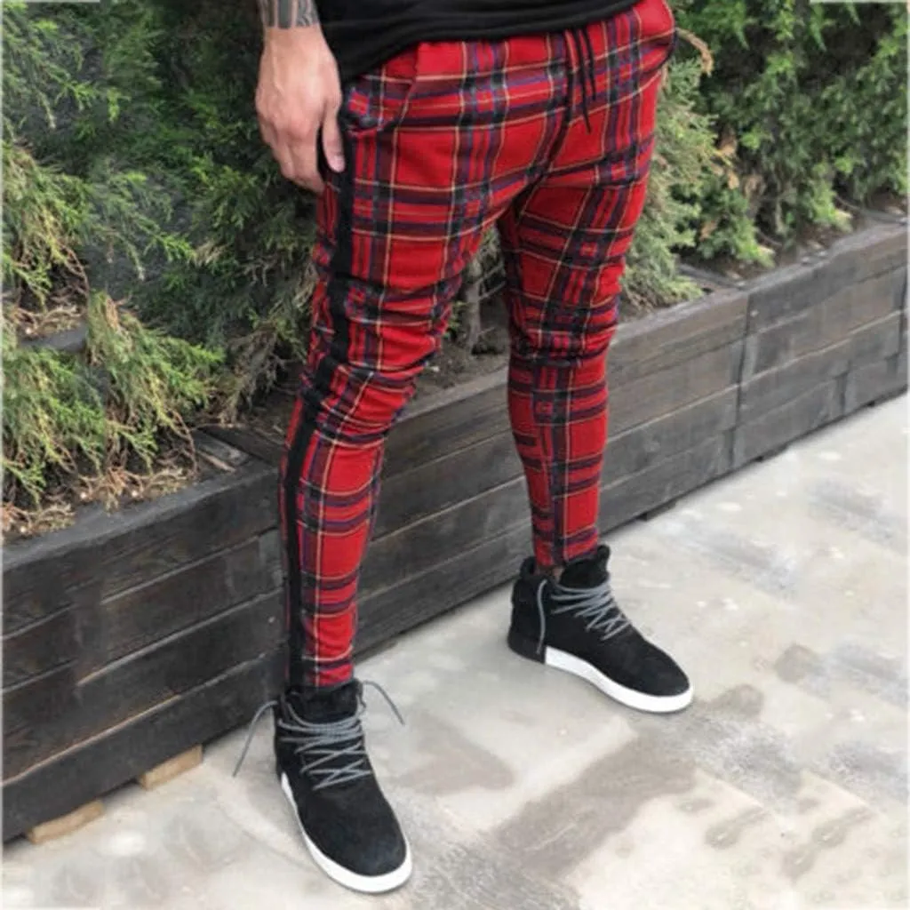 Plaid Panst for Men Fashion Stretch Dress Pants Slim Fit Pants Skinny Pants Stretch Slim Fit Business Tapered Pants