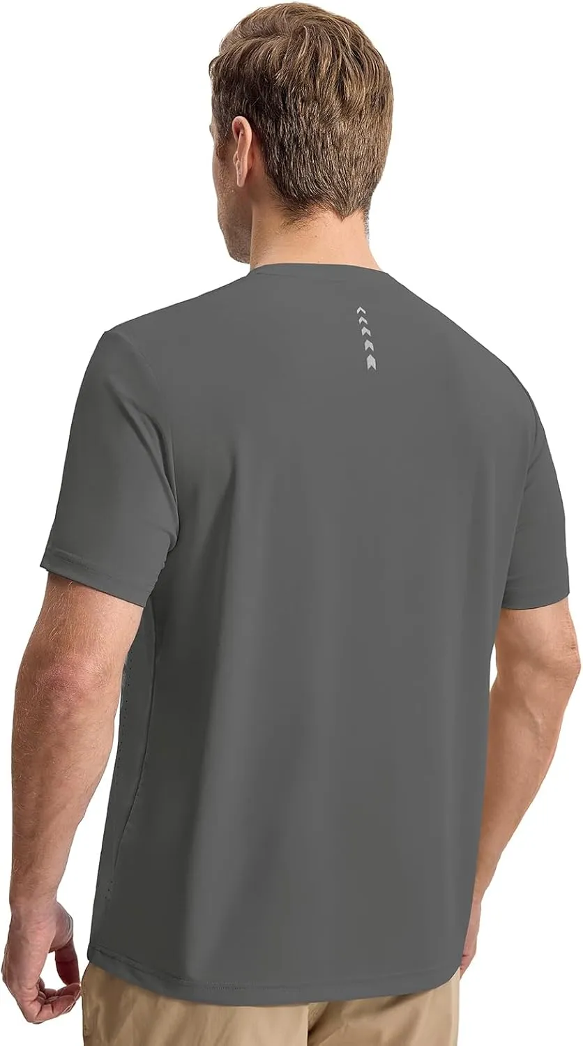 Rdruko Mens Athletic Shirts Dry Fit Short Sleeve Moisture Wicking Workout Shirts Breathable Cool Running Gym T-Shirt