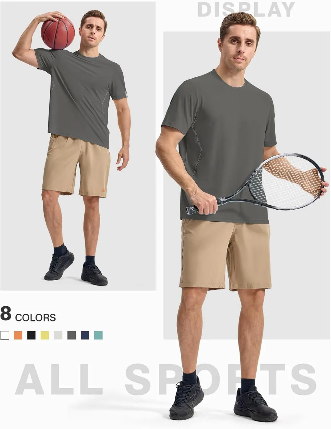 Rdruko Mens Athletic Shirts Dry Fit Short Sleeve Moisture Wicking Workout Shirts Breathable Cool Running Gym T-Shirt