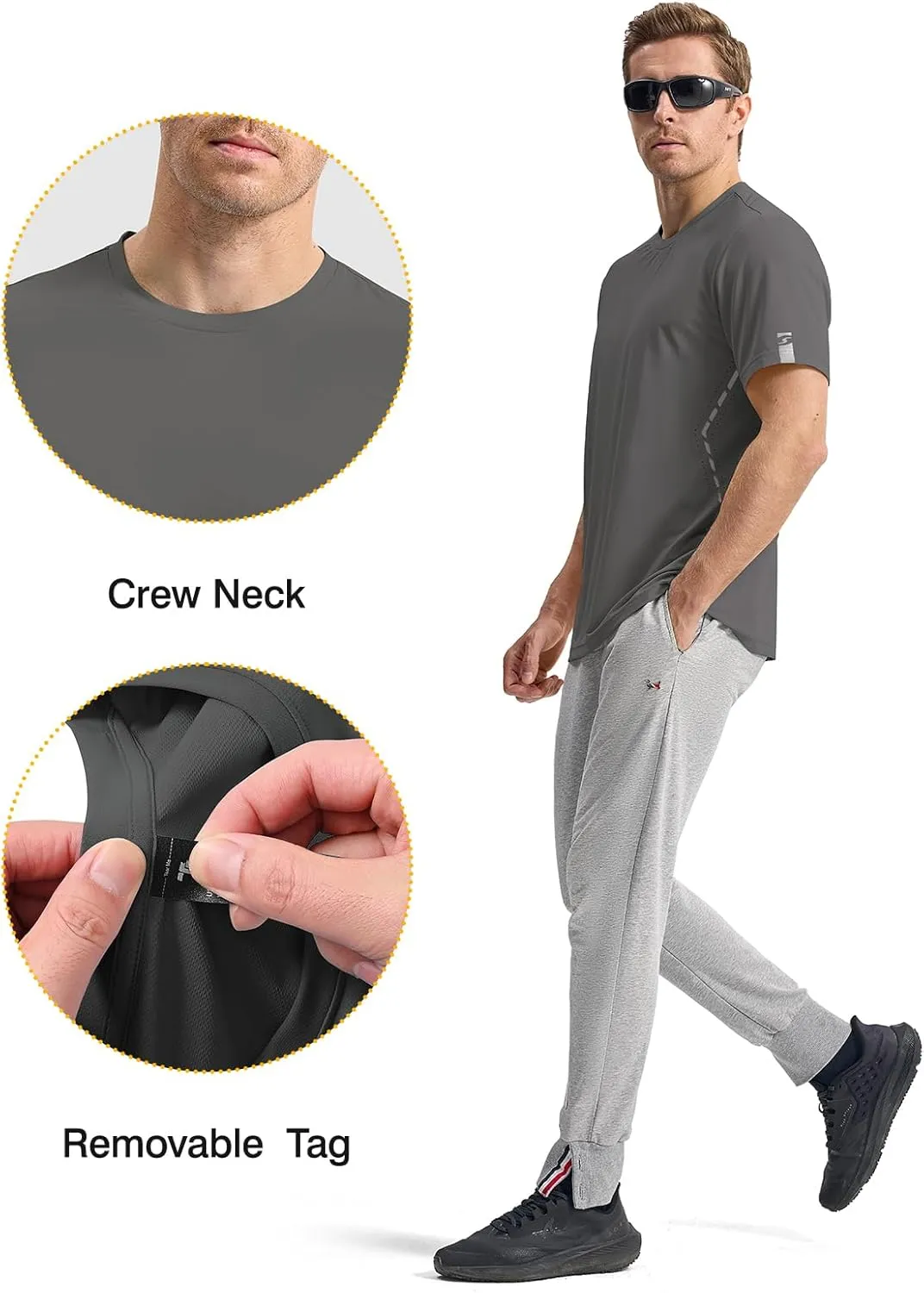 Rdruko Mens Athletic Shirts Dry Fit Short Sleeve Moisture Wicking Workout Shirts Breathable Cool Running Gym T-Shirt