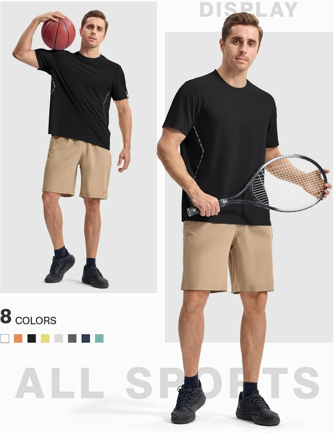 Rdruko Mens Athletic Shirts Dry Fit Short Sleeve Moisture Wicking Workout Shirts Breathable Cool Running Gym T-Shirt