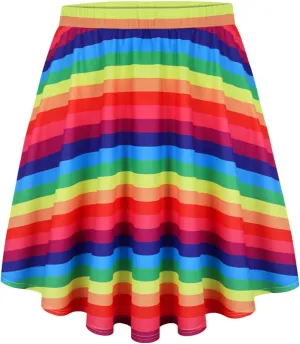 RITERA Plus Size Basic Versatile Stretchy Elastic Waist Flared Casual Mini Skater Skirt/Pleated Plaid Skirt for Women XL-5XL