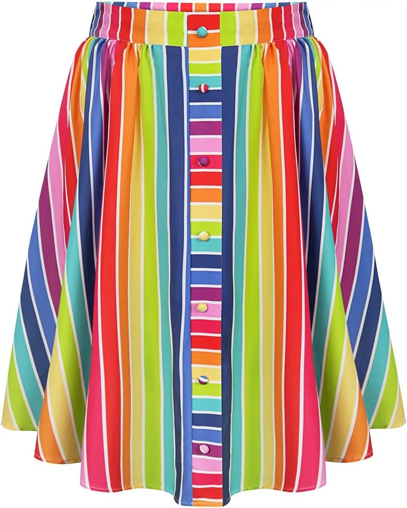 RITERA Plus Size Basic Versatile Stretchy Elastic Waist Flared Casual Mini Skater Skirt/Pleated Plaid Skirt for Women XL-5XL