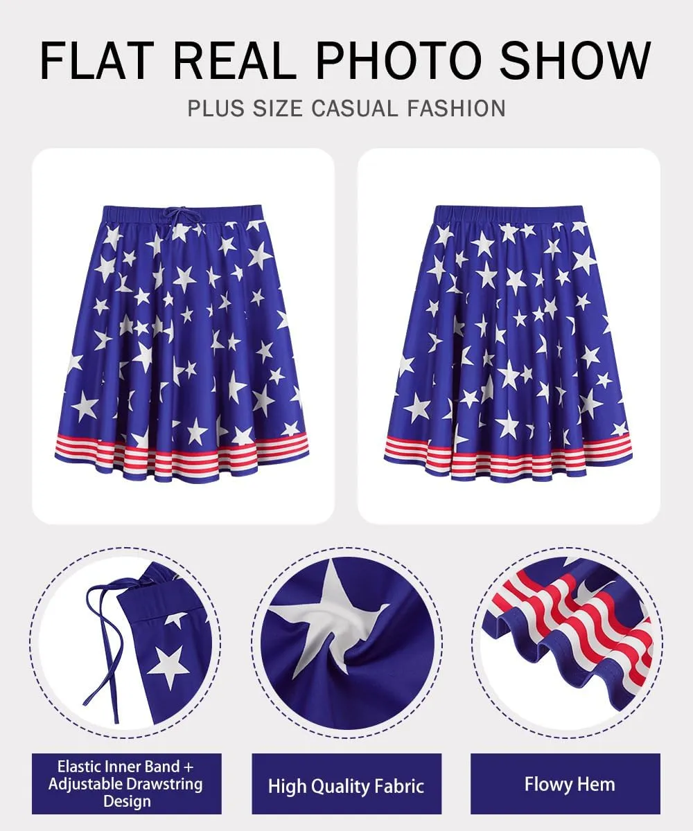 RITERA Plus Size Skirt for Women Elastic Mini Skirt A-Line with Side Hidden Zipper Casual Ladies Summer Skirt Stretchy XL-5XL