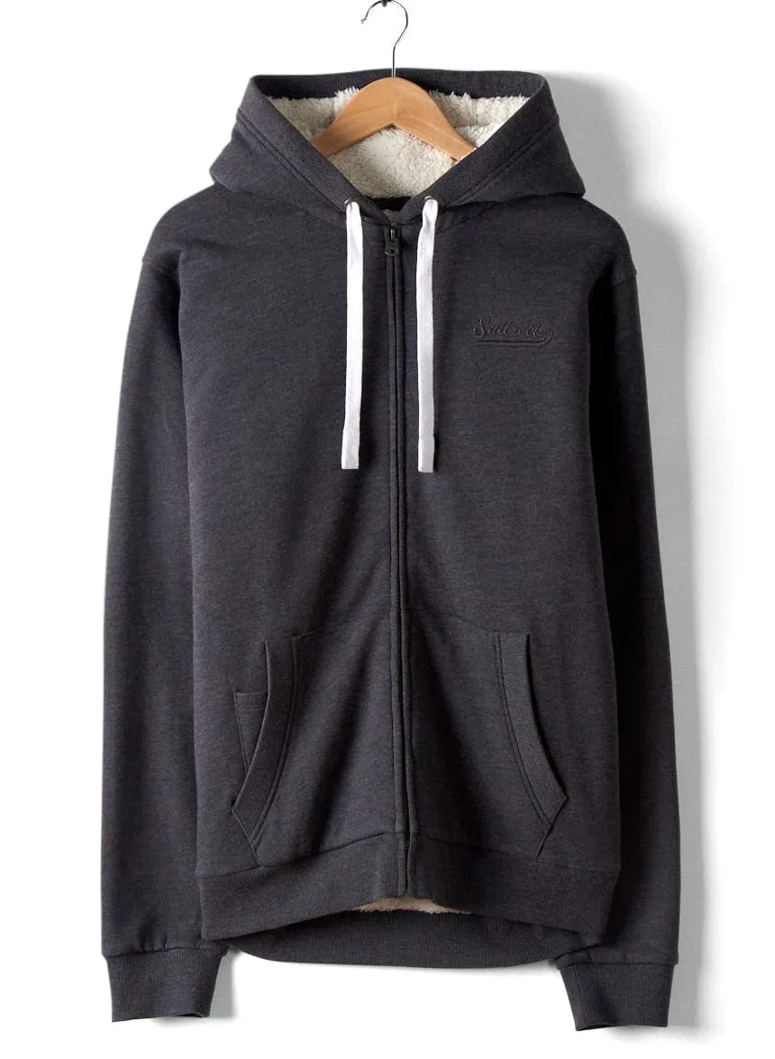 Saltrock Mens Home Run Stitch Sherpa Lined Hoodie - Dark Grey