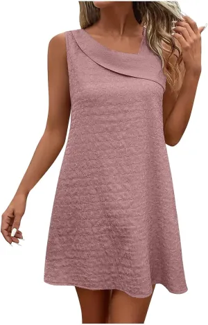 SHOPESSA Short Summer Dresses for Women 2024 Womens Sundresses Sleeveless Petite Swing Short Dress Beach Dresses