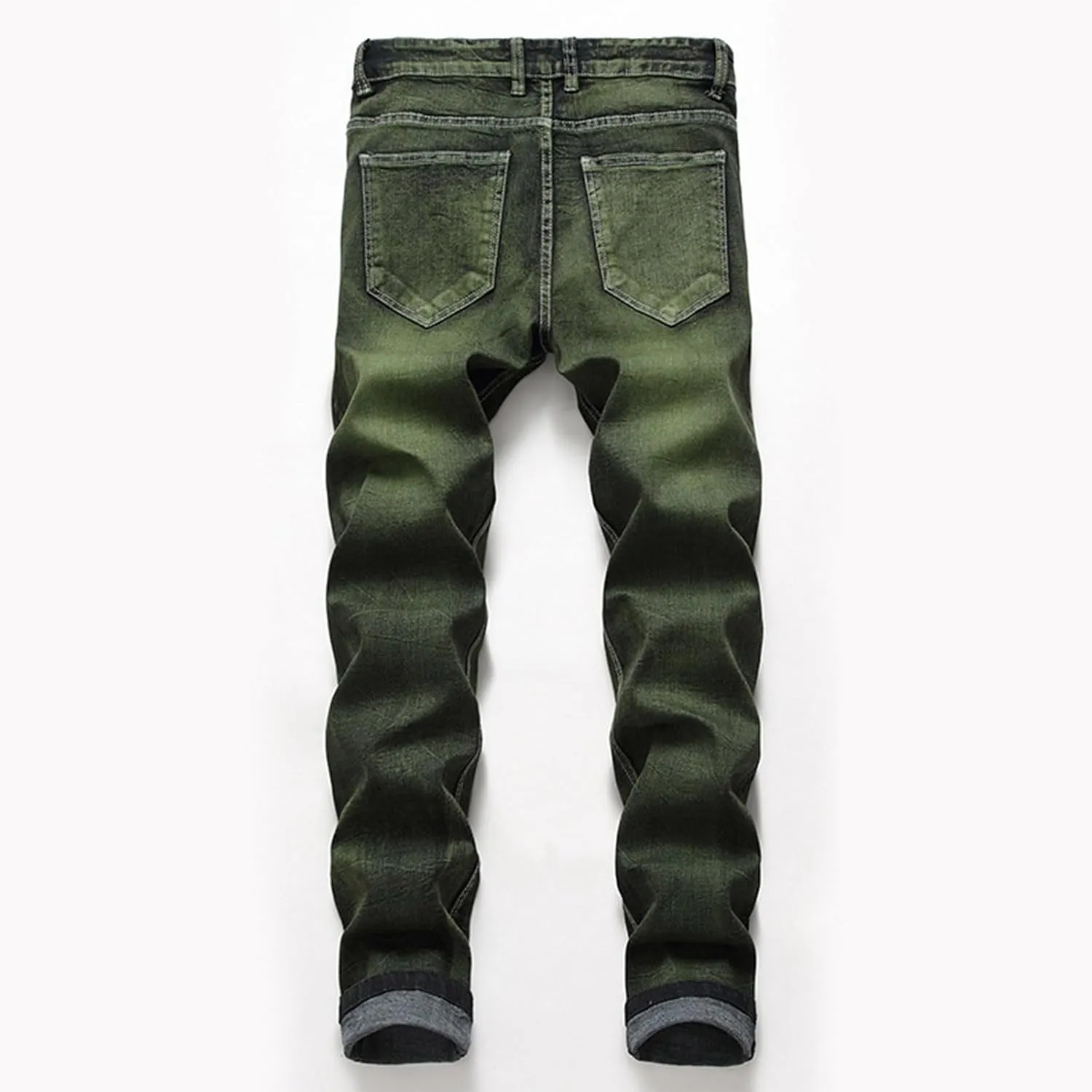 Slim Fit Ripped Jeans for Men Destroyed Distressed Stretch Slim Jeans Pants Hip Hop Y2K Streetwear Denim Pants