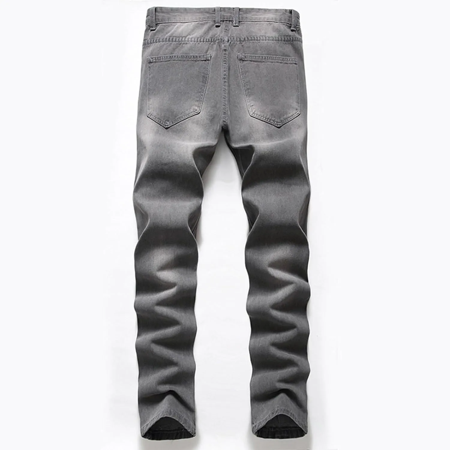 Slim Fit Ripped Jeans for Men Destroyed Distressed Stretch Slim Jeans Pants Hip Hop Y2K Streetwear Denim Pants