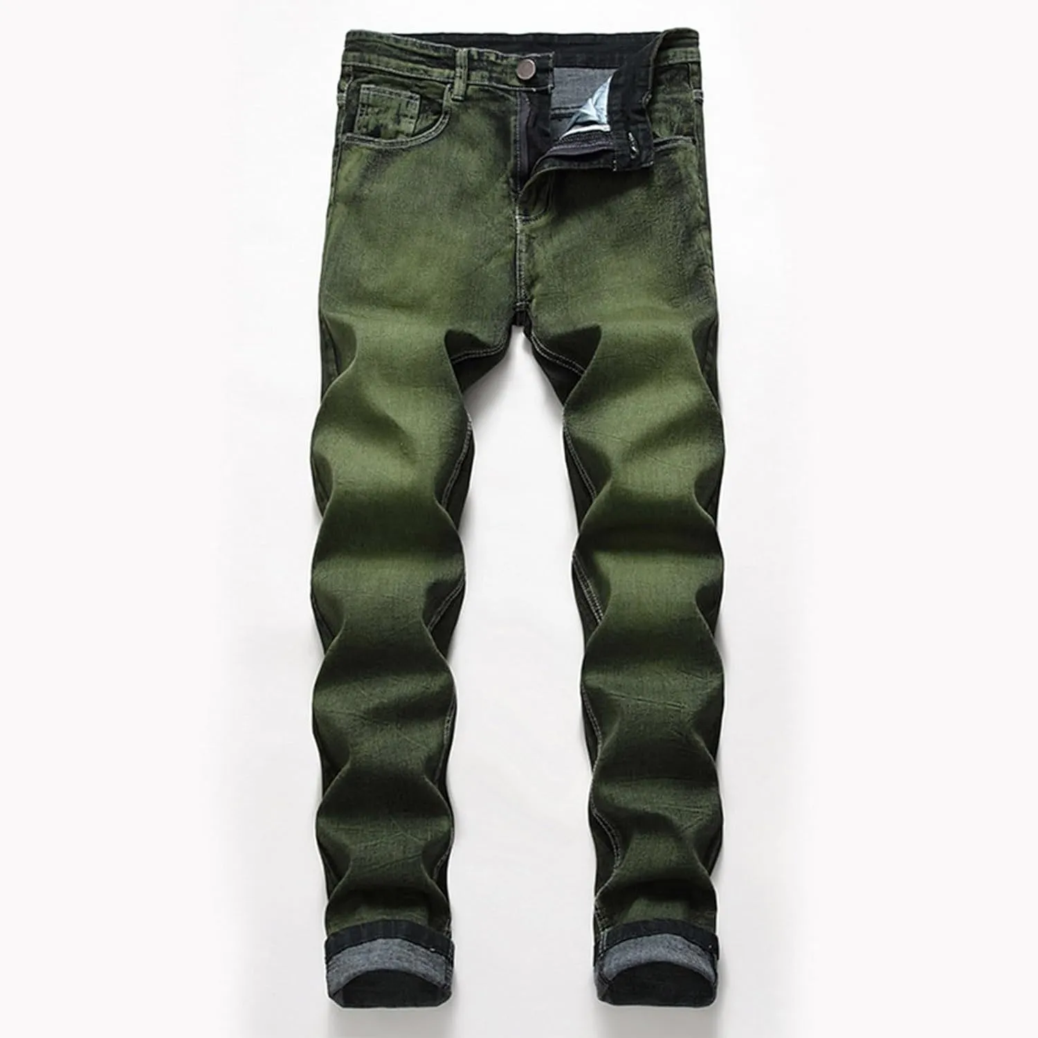 Slim Fit Ripped Jeans for Men Destroyed Distressed Stretch Slim Jeans Pants Hip Hop Y2K Streetwear Denim Pants
