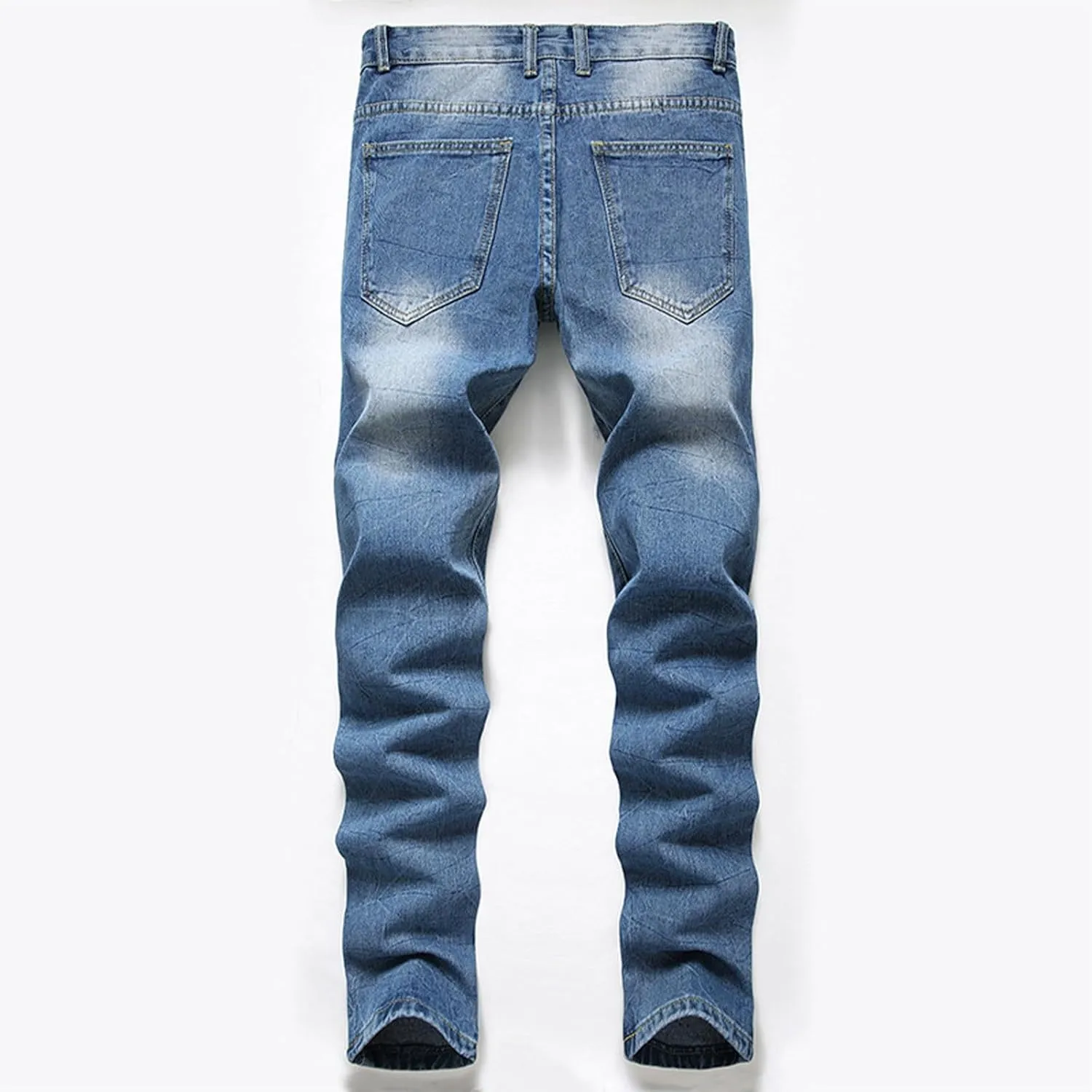 Slim Fit Ripped Jeans for Men Destroyed Distressed Stretch Slim Jeans Pants Hip Hop Y2K Streetwear Denim Pants