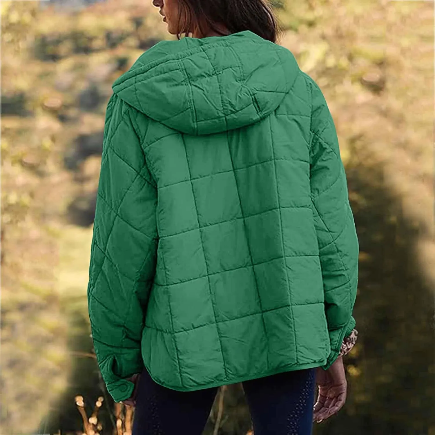 SMIDOW Womens Oversized Puffer Jacket Quilted Dolman Hoodies Lightweight Button Down Hooded Pullover Fall Winter Warm Clothes